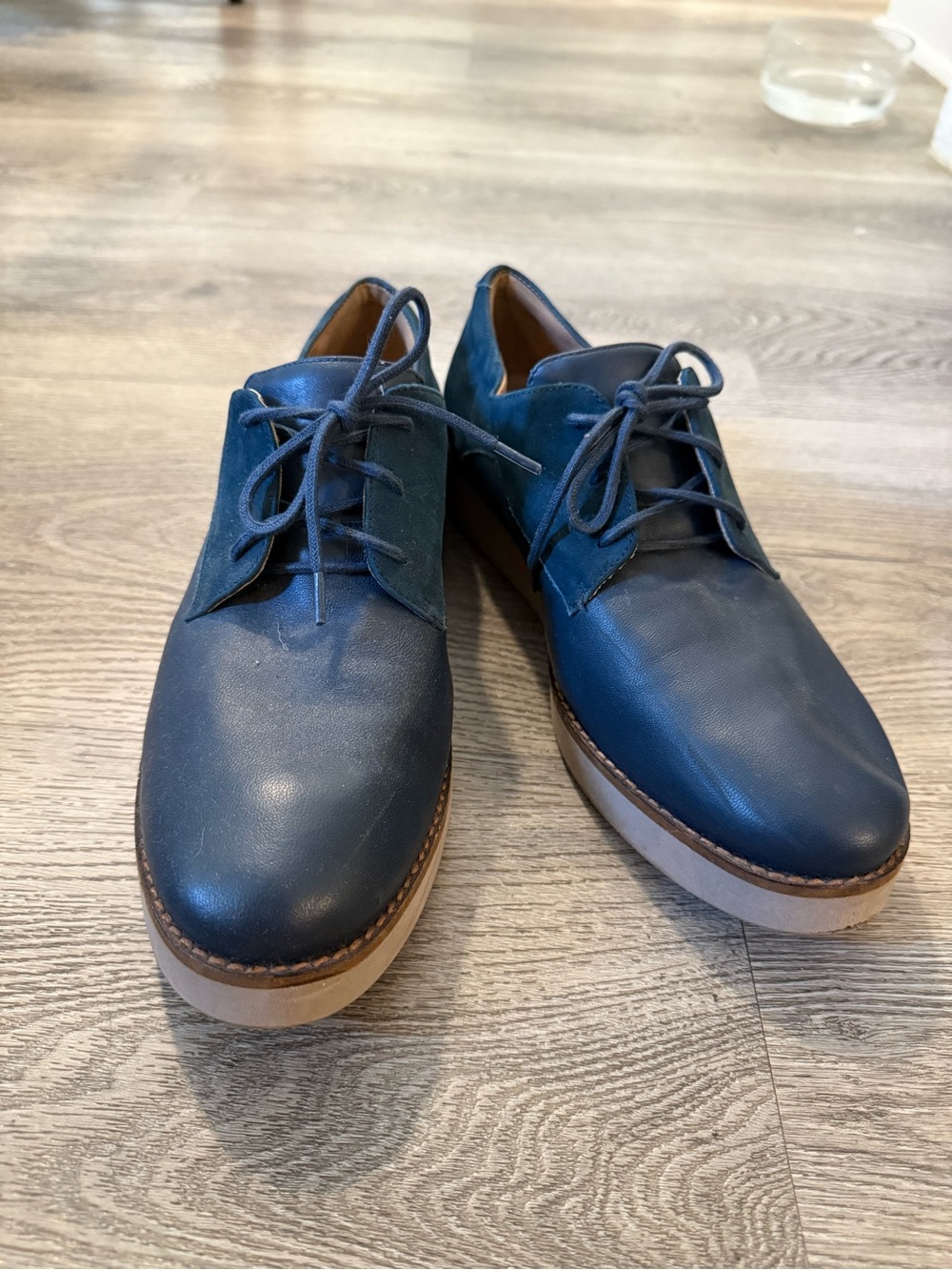SoftWalk Navy Blue Women's Lace-Up Flats